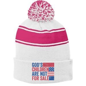 Gods Children Are Not For Sale Funny Quote Gods Children Stripe Pom Pom Beanie