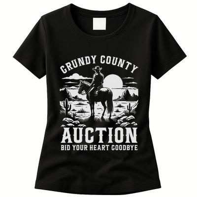 Grundy County Auction Bid Your Heart Goodbye Funny Cowboy Womens T-Shirt