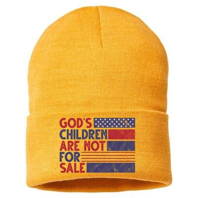 Gods Children Are Not For Sale USA Awareness Sustainable Knit Beanie