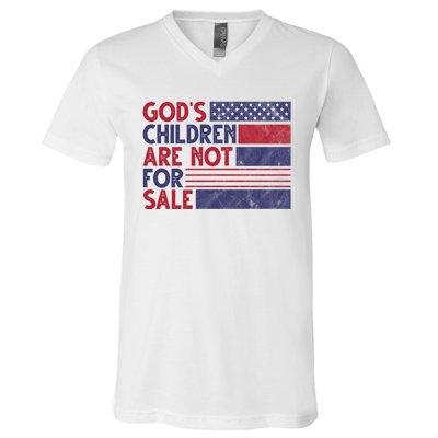 Gods Children Are Not For Sale USA Awareness V-Neck T-Shirt