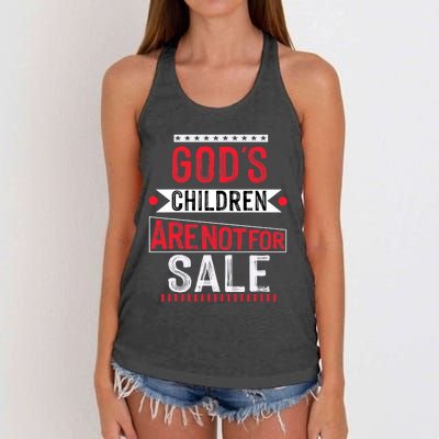 Gods Children Are Not For Sale  End Human Trafficking Save The Children Women's Knotted Racerback Tank