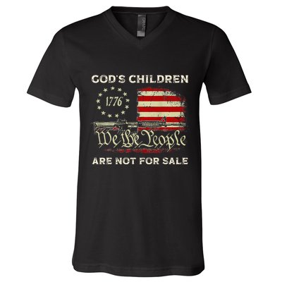 GodS Children Are Not For Sale Embracing Sound Of Freedom V-Neck T-Shirt