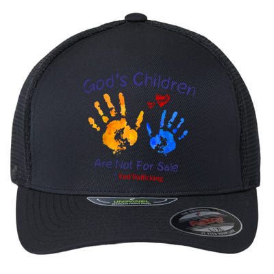 Gods Children Are Not For Sale Hand Prints Flexfit Unipanel Trucker Cap