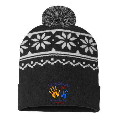 Gods Children Are Not For Sale Hand Prints USA-Made Snowflake Beanie