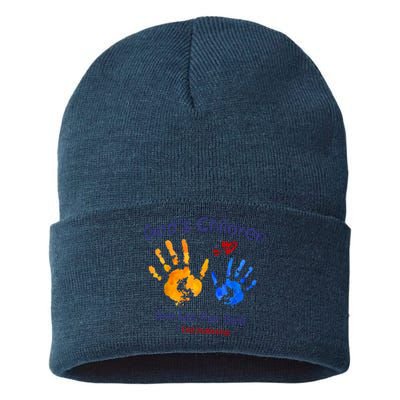 Gods Children Are Not For Sale Hand Prints Sustainable Knit Beanie