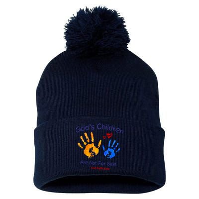 Gods Children Are Not For Sale Hand Prints Pom Pom 12in Knit Beanie