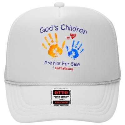 Gods Children Are Not For Sale Hand Prints High Crown Mesh Back Trucker Hat