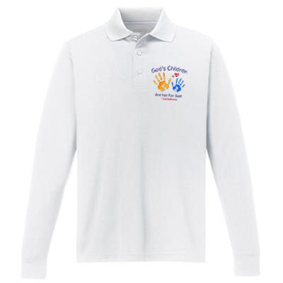 Gods Children Are Not For Sale Hand Prints Performance Long Sleeve Polo