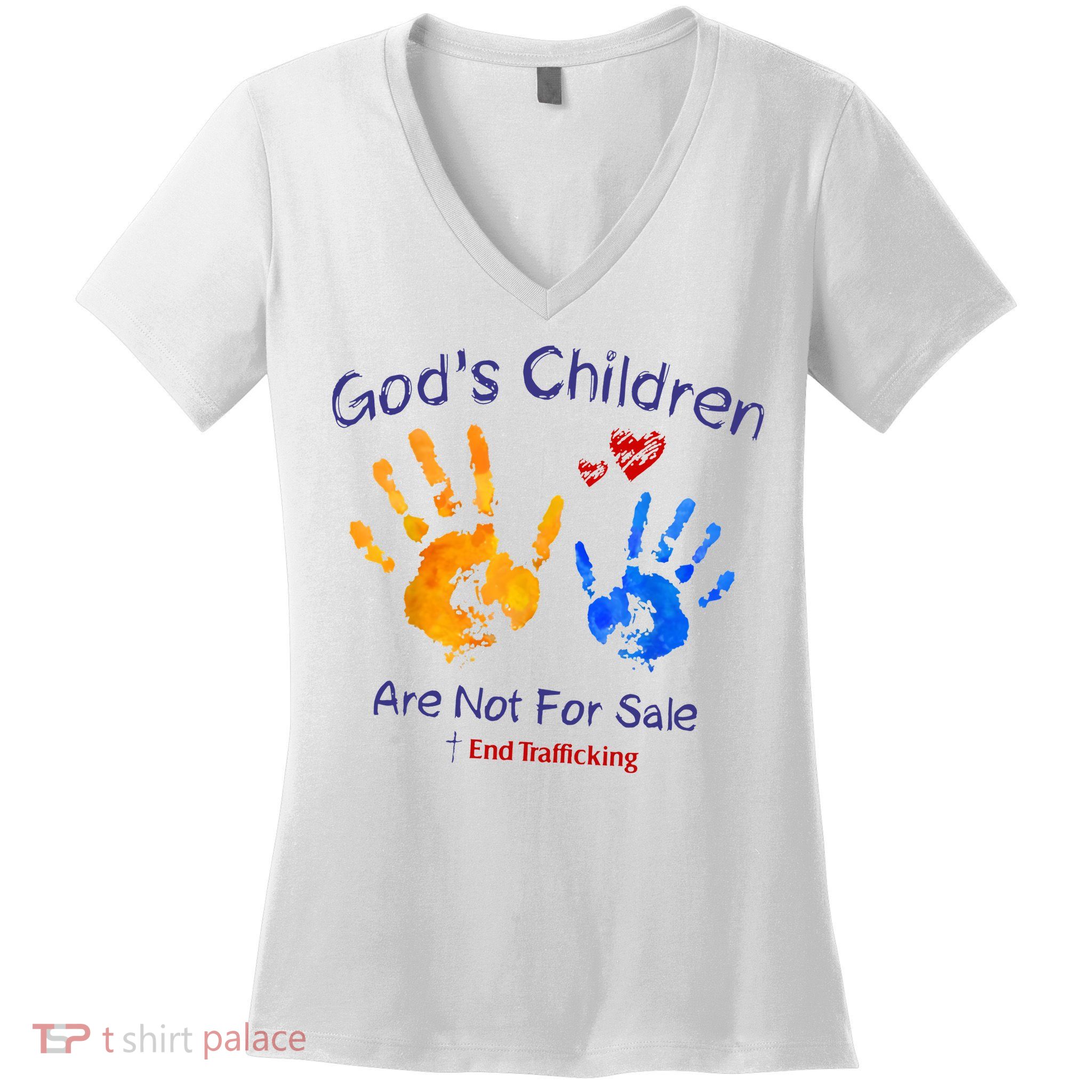 Gods Children Are Not For Sale Hand Prints Women's V-Neck T-Shirt