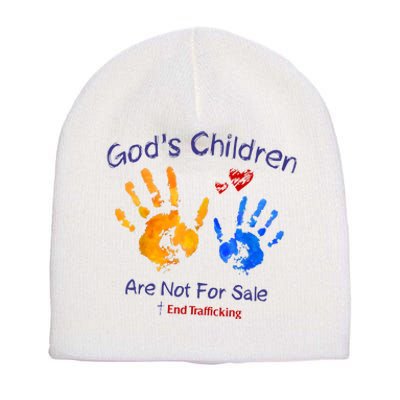 Gods Children Are Not For Sale Hand Prints Short Acrylic Beanie