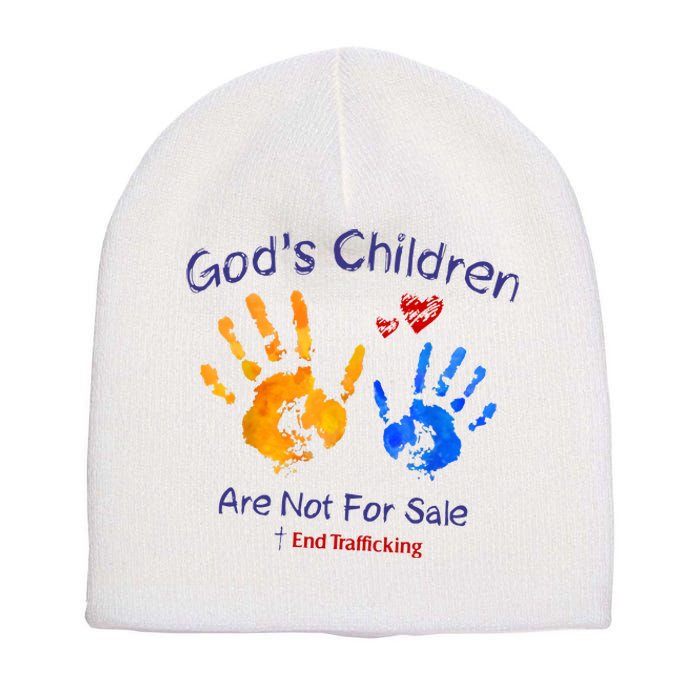 Gods Children Are Not For Sale Hand Prints Short Acrylic Beanie