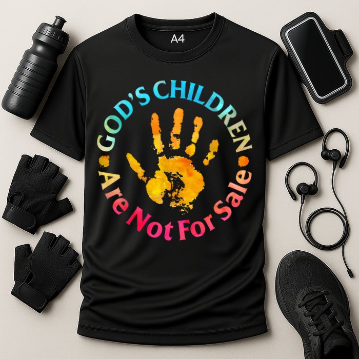Gods Children Are Not For Sale Hand Prints Cooling Performance Crew T-Shirt