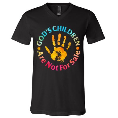 Gods Children Are Not For Sale Hand Prints V-Neck T-Shirt