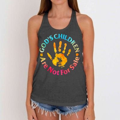 Gods Children Are Not For Sale Hand Prints Women's Knotted Racerback Tank