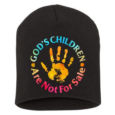 Gods Children Are Not For Sale Hand Prints Short Acrylic Beanie