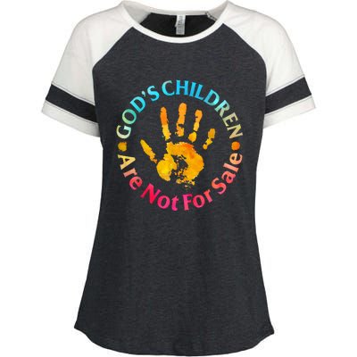 Gods Children Are Not For Sale Hand Prints Enza Ladies Jersey Colorblock Tee