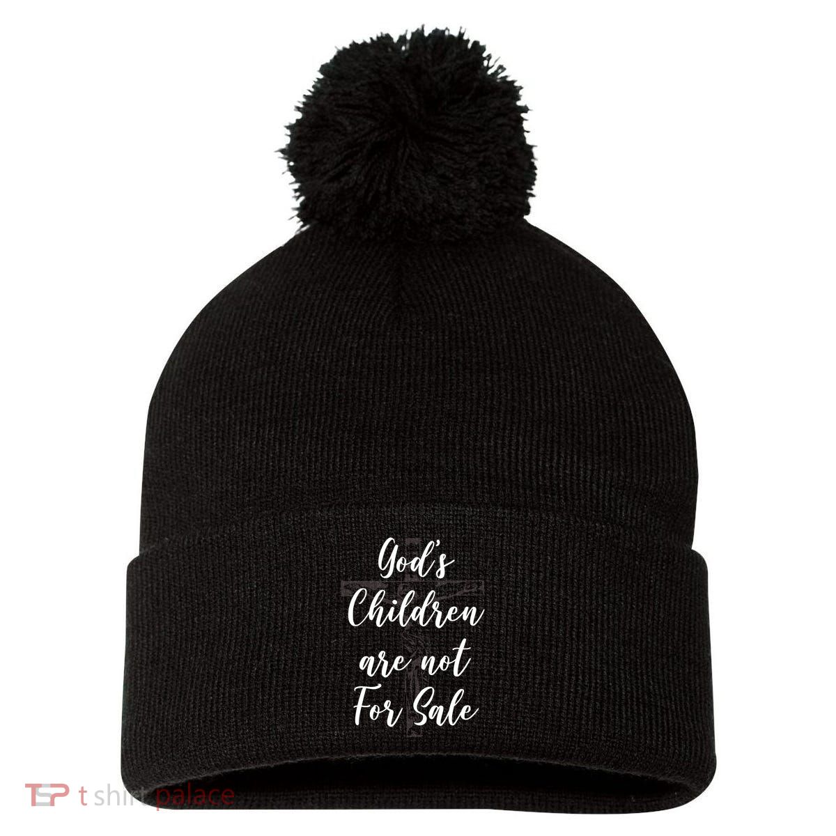 Gods Children Are Not For Sale Christ Awareness Pom Pom 12in Knit Beanie