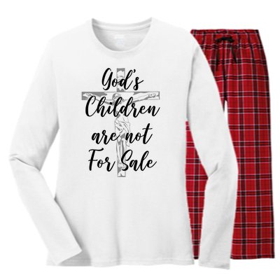 Gods Children Are Not For Sale Christ Awareness Women's Long Sleeve Flannel Pajama Set 