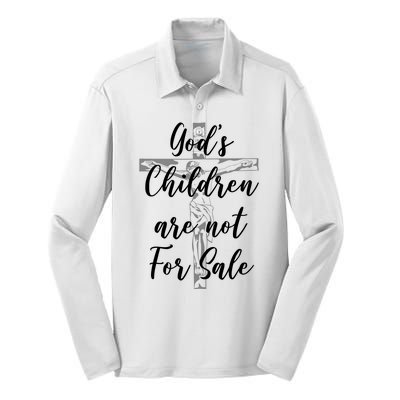 Gods Children Are Not For Sale Christ Awareness Silk Touch Performance Long Sleeve Polo