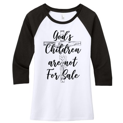 Gods Children Are Not For Sale Christ Awareness Women's Tri-Blend 3/4-Sleeve Raglan Shirt