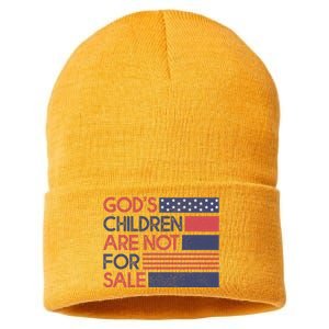 Gods Children Are Not For Sale Patriotic Flag Sustainable Knit Beanie