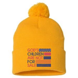 Gods Children Are Not For Sale Patriotic Flag Pom Pom 12in Knit Beanie