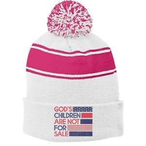 Gods Children Are Not For Sale Patriotic Flag Stripe Pom Pom Beanie