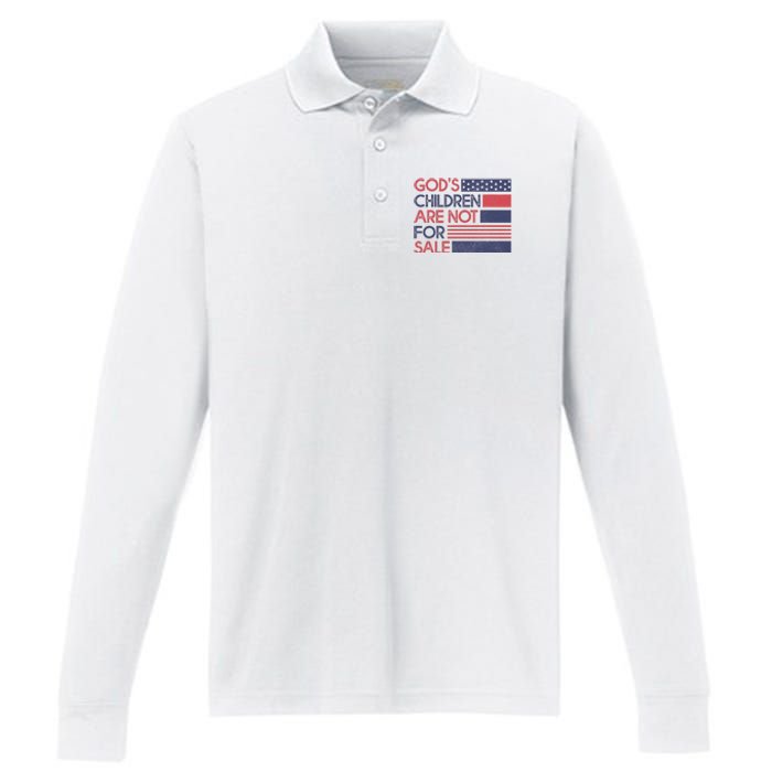 Gods Children Are Not For Sale Patriotic Flag Performance Long Sleeve Polo