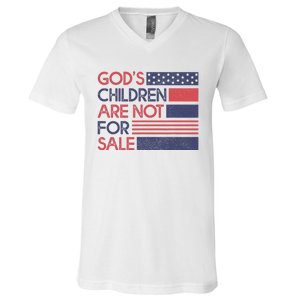 Gods Children Are Not For Sale Patriotic Flag V-Neck T-Shirt