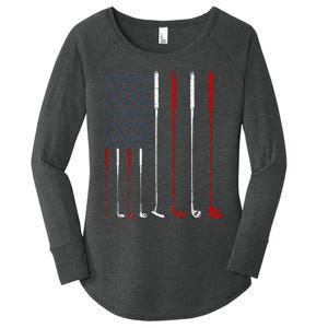 Golf Clubs American Flag Women's Perfect Tri Tunic Long Sleeve Shirt