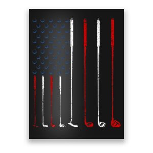 Golf Clubs American Flag Poster