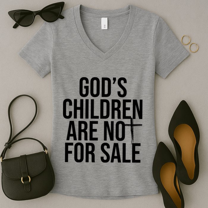 Gods Children Are Not For Sale Cross Women's V-Neck T-Shirt