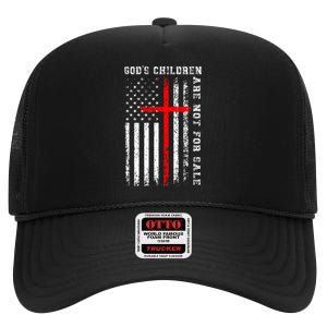 GodS Children Are Not For Sale Christian Usa Flag High Crown Mesh Back Trucker Hat