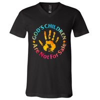 God's Children Are Not For Sale Hand Prints V-Neck T-Shirt