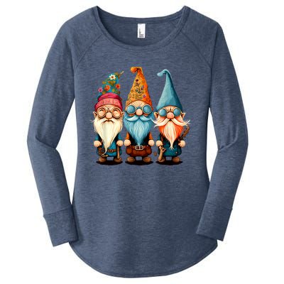 Gnome Cute And Funny Gnome Hippie Sunflower Peace Love Women's Perfect Tri Tunic Long Sleeve Shirt