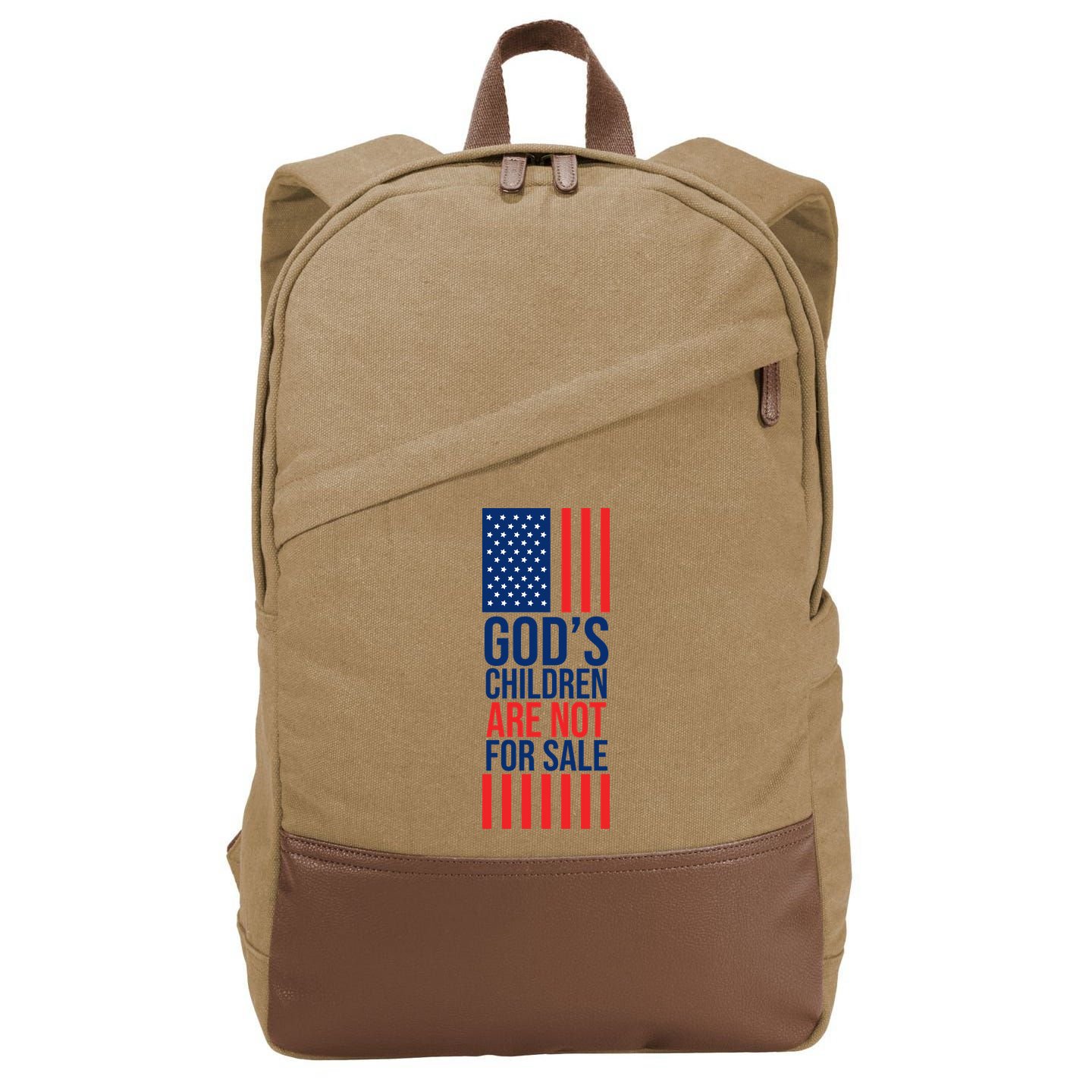 Gods Children Are Not For Sale USA Cotton Canvas Backpack
