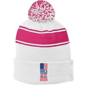 Gods Children Are Not For Sale USA Stripe Pom Pom Beanie