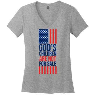 Gods Children Are Not For Sale USA Women's V-Neck T-Shirt