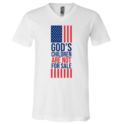 Gods Children Are Not For Sale USA V-Neck T-Shirt