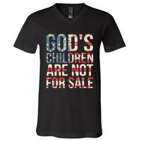 Gods Children Are Not For Sale Funny Political V-Neck T-Shirt