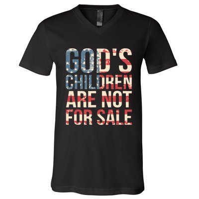 Gods Children Are Not For Sale Funny Political V-Neck T-Shirt