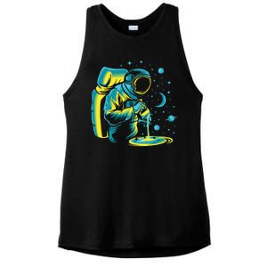 Galaxy Coffee Astronaut Pouring Coffee Ladies PosiCharge Tri-Blend Wicking Tank