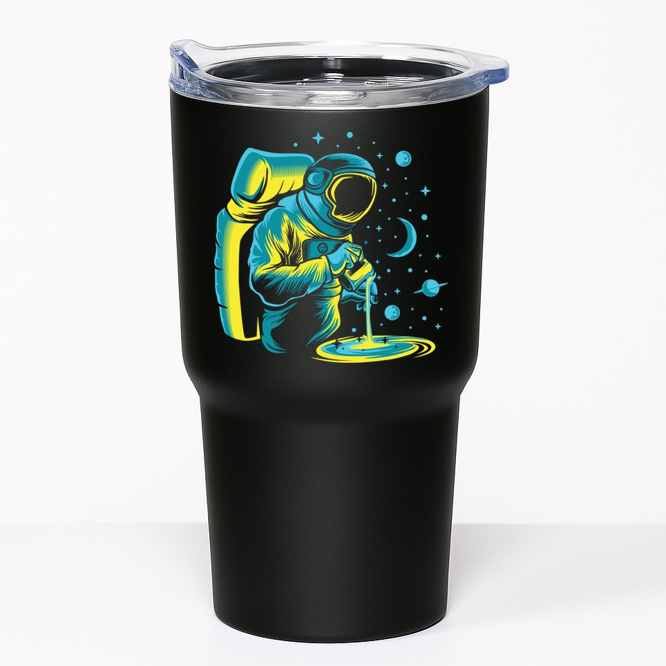 Galaxy Coffee Astronaut Pouring Coffee Tumbler