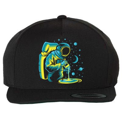 Galaxy Coffee Astronaut Pouring Coffee Wool Snapback Cap
