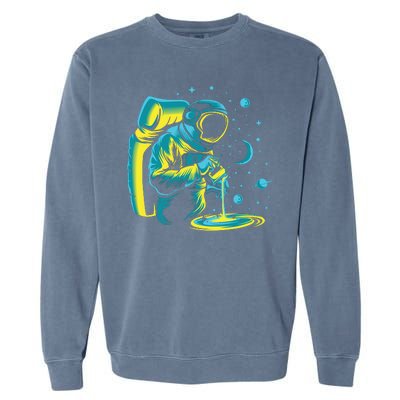 Galaxy Coffee Astronaut Pouring Coffee Garment-Dyed Sweatshirt