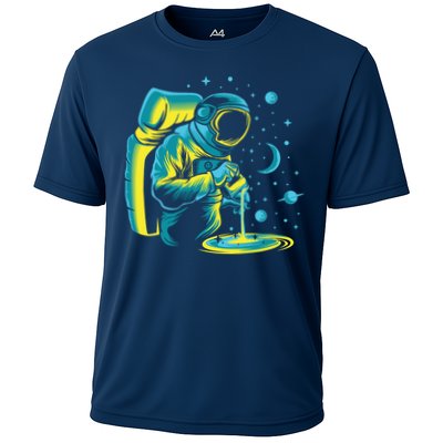 Galaxy Coffee Astronaut Pouring Coffee Performance Shirt
