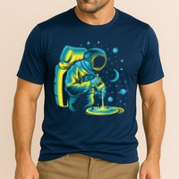 Galaxy Coffee Astronaut Pouring Coffee Cooling Performance Crew T-Shirt