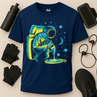 Galaxy Coffee Astronaut Pouring Coffee Cooling Performance Crew T-Shirt