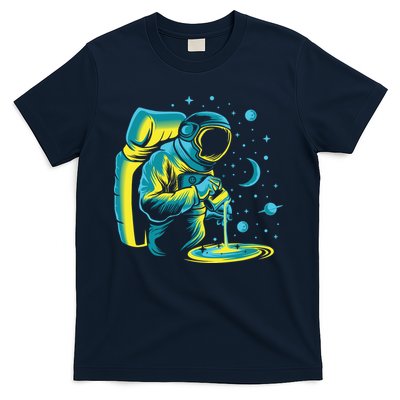 Galaxy Coffee Astronaut Pouring Coffee T-Shirt