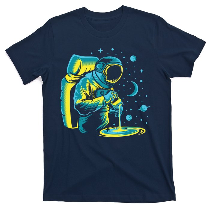 Galaxy Coffee Astronaut Pouring Coffee T-Shirt